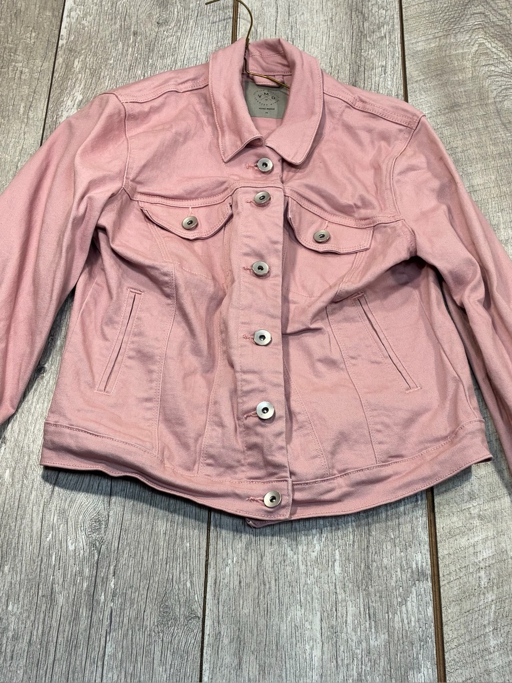 Vero moda women’s short pink denim jacket size medium
